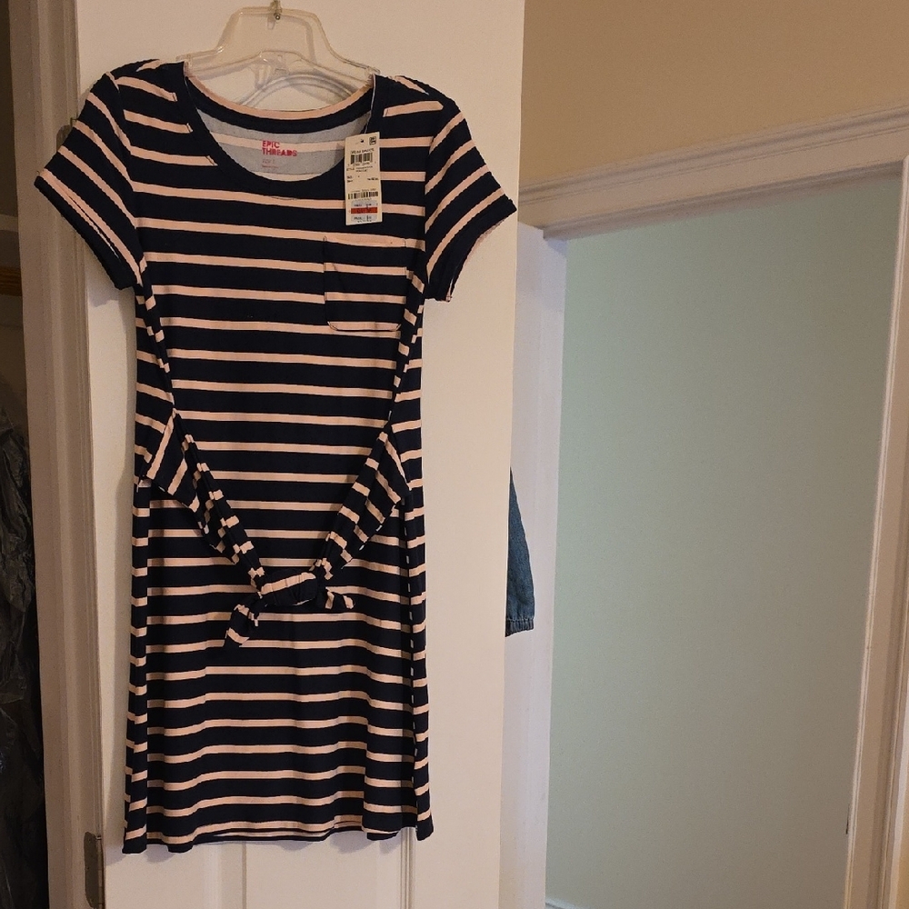 Epic Threads Navy and Pink Striped Top